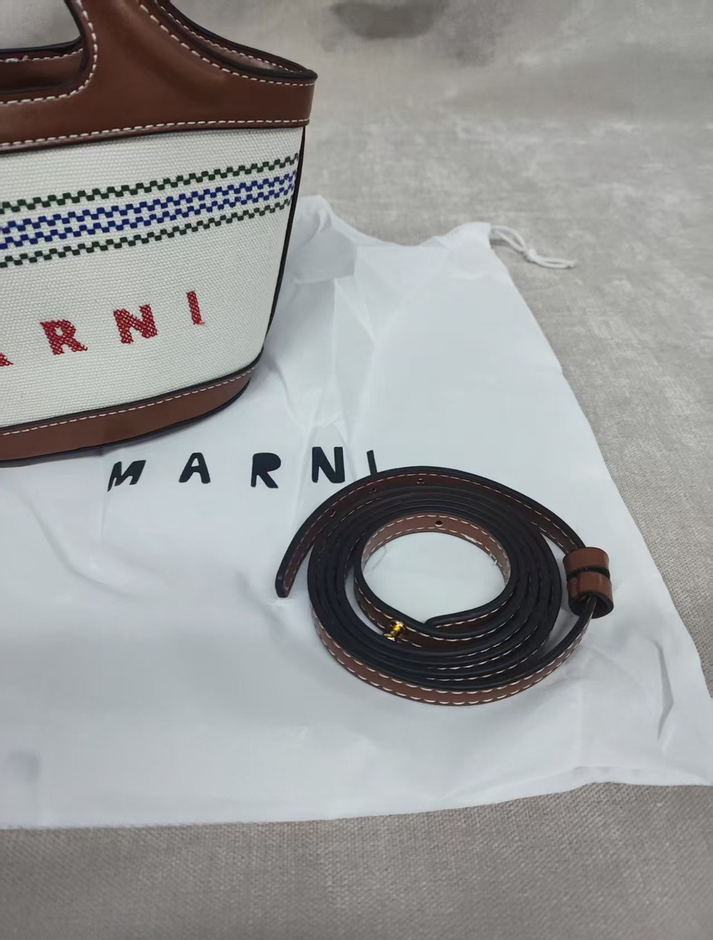 🛍Marni Mini Canvas Tote Bag Summer Essential - Picture 8 of 9